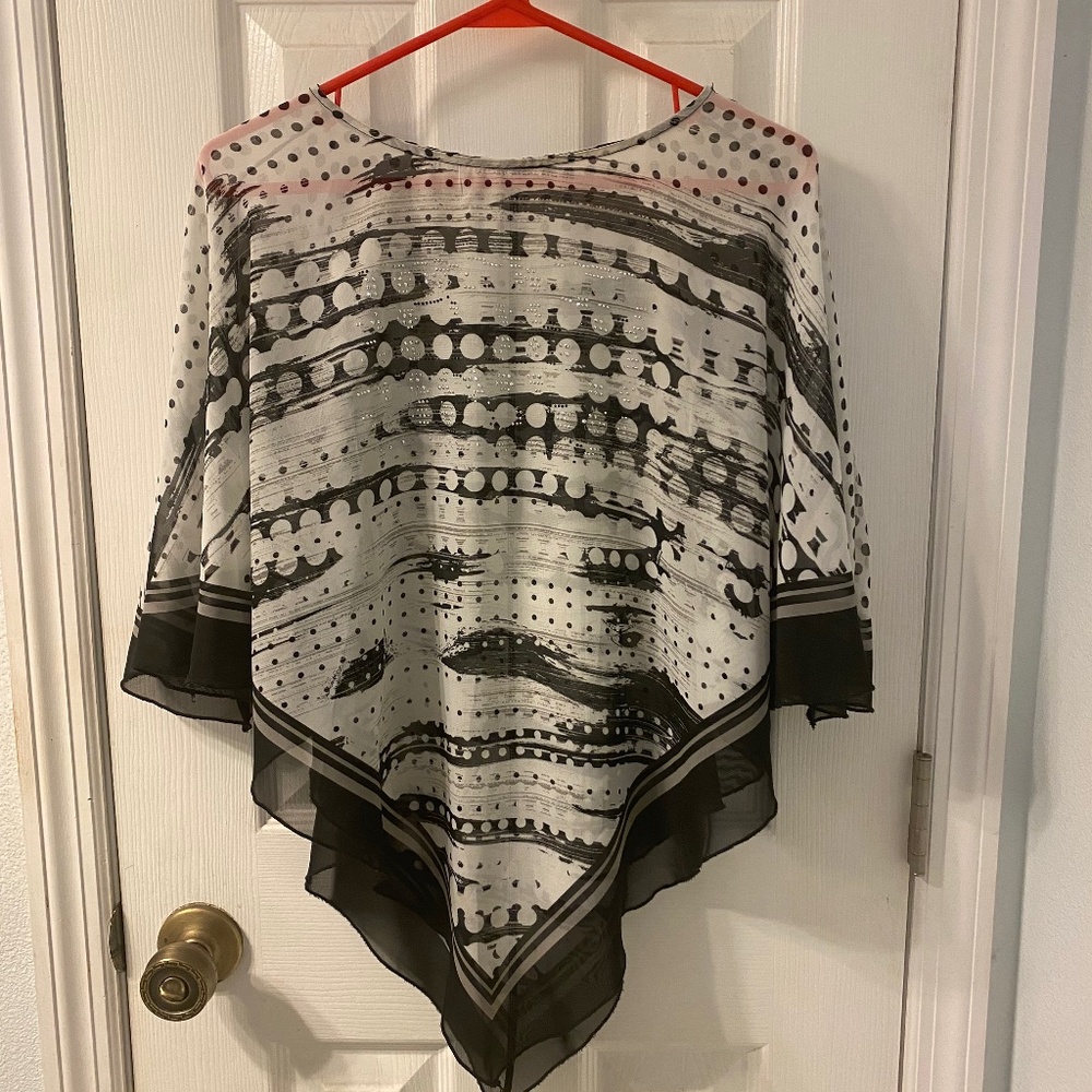 Elegant Black, White, Silver Shawl